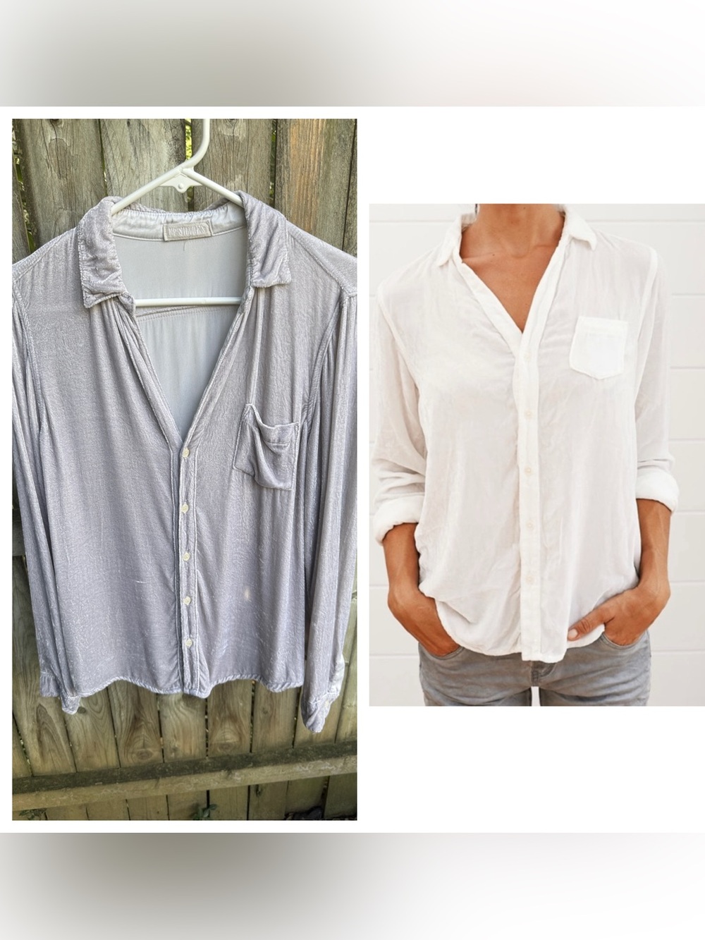 CP Shades Sloane Velvet Long Sleeve Button Down Shirt S